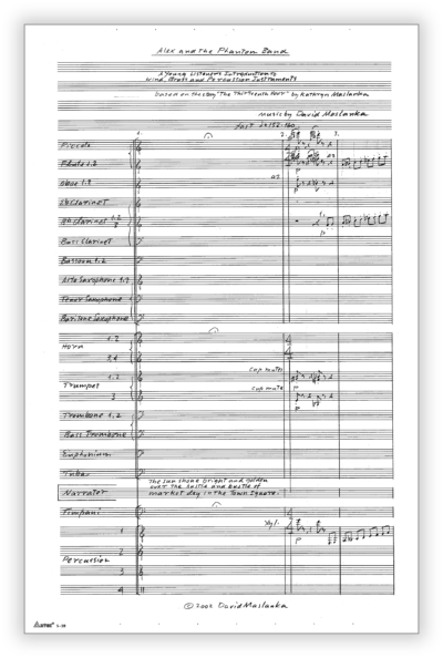 Maslanka D - Alex and the Phantom Band [Wind Ens]  - Full Score (Concert-Pencil) 11×17 - Poster