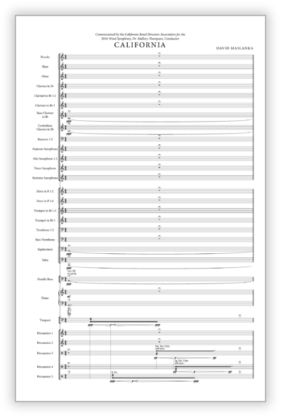 Maslanka D - California [Wind Ens] v2 - Full Score (Transposed-Engraved) 11×17 - Poster