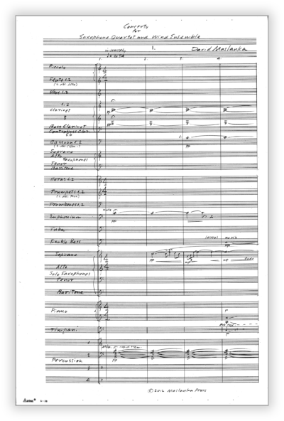 Maslanka D - Concerto for Saxophone Quartet [Sax Qt-Wind Ens]  - Full Score (Concert-Pencil) 11×17 - Poster