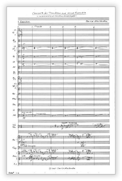 Maslanka D - Concerto for Trombone [Tbn-Wind Ens]  - Full Score (Concert-Pencil) 11×17 - Poster