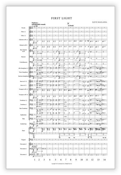 Maslanka D - First Light [Wind Ens] v2 - Full Score (Transposed-Engraved) 12×18 - Poster