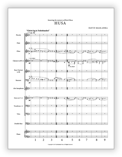 Maslanka D - Husa [Wind Ens] v2 - Full Score (Transposed-Engraved) 9×12 - Poster