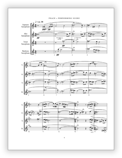 Maslanka D - Peace [Sax 4tet] v2 - Performing Score (Engraved) 9×12 - Poster