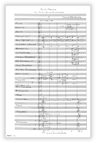 Maslanka D - Saint Francis [Wind Ens]  - Full Score (Concert-Pencil) 11×17 - Poster