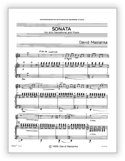 Maslanka D - Sonata for Alto Saxophone [ASx-Pno] v1.1 - Performing Score (Ink) 9×12 - Poster