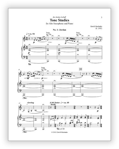 Maslanka D - Tone Studies [ASx-Pno] v2.1 - Performing Score (Engraved) 8½×11 - Poster