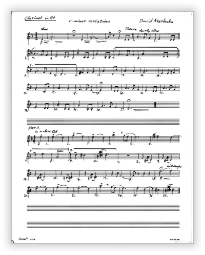 Maslanka D - C-minor Variations [Cl-Pno]  - Bb Clarinet 10×13 - Poster