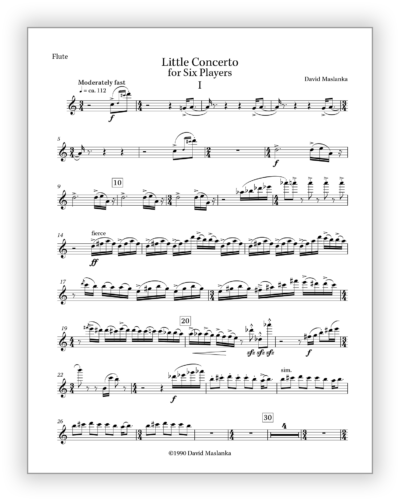 Maslanka D - Little Concerto [Sextet]  - Flute 8½×11 - Poster