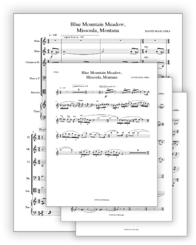 Maslanka D - Blue Mountain Meadow [WW Sextet] - Concert Full Score v2.1 + Set of Parts (from Score v2.1) - Poster