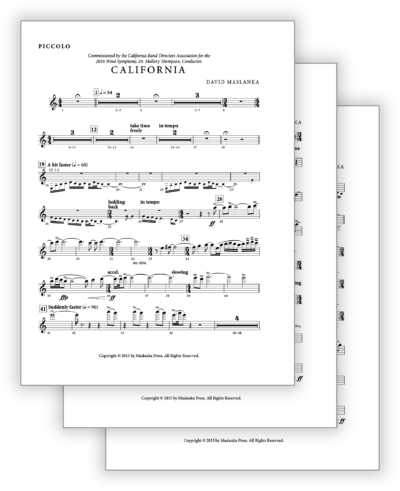Maslanka D - California [Wind Ens] - Set of Parts Only (from Score v2) - Poster
