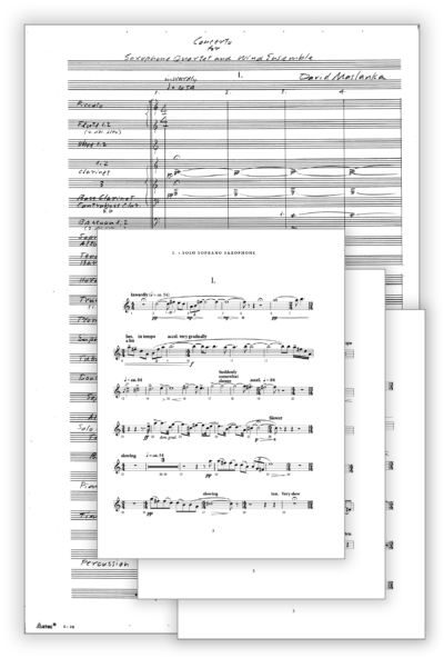 Maslanka D - Concerto for Saxophone Quartet [Sax Qt-Wind Ens] - Concert-Pencil Full Score + Set of Parts - Poster