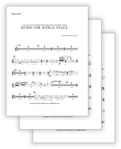 Maslanka D - Hymn for World Peace [Wind Ens] - Set of Parts Only - Poster