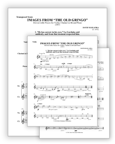 Maslanka D - Images from The Old Gringo [Vln-Cl-Pno] - Transposed Full Score v2 + Set of Parts (from Score v2) - Poster