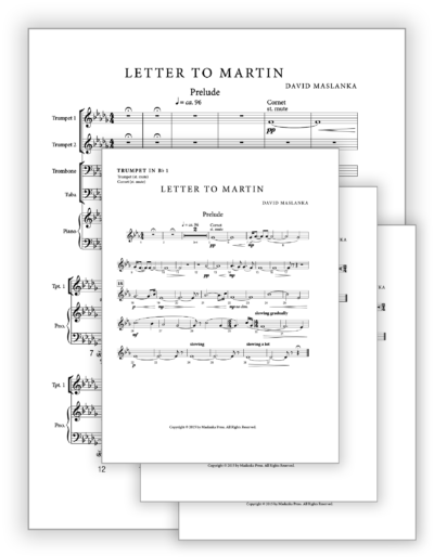 Letter to Martin [Narr-Br 4tet-Pno] - Sets and Scores