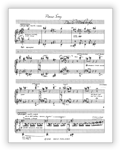 Maslanka D - Piano Song [Pno]  - Performing Score (Ink) 8½×11 - Poster