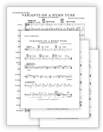 Maslanka D - Variants on a Hymn Tune [Euph-Wind Ens] - Transposed Full Score v2 + Set of Parts (from Score v2) - Poster