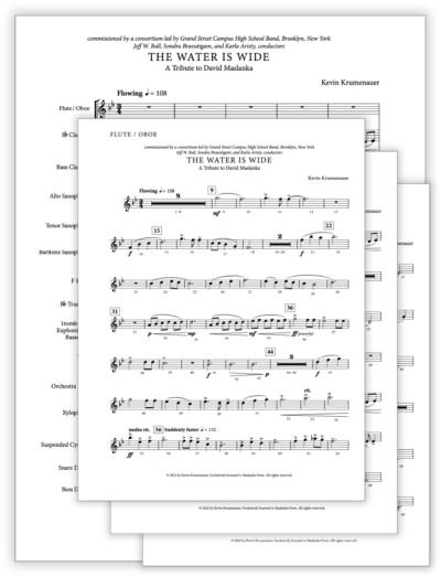 Krumenauer K - Water is Wide [Wind Ens] - Transposed Full Score v2 + Set of Parts (from Score v2) - Poster