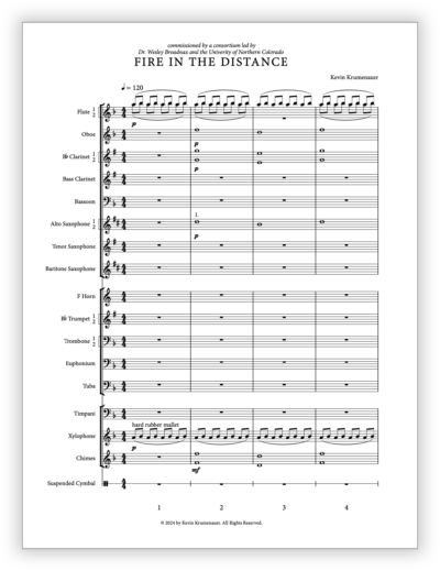 Krumenauer K - Fire in the Distance [Wind Ens] v2 - Full Score (Transposed-Engraved) 9×12 - Poster