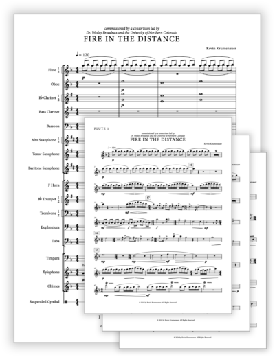 Krumenauer K - Fire in the Distance [Wind Ens] - Transposed Full Score v2 + Set of Parts (from Score v2) - Poster