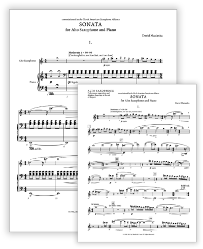 Maslanka D - Sonata for Alto Saxophone [ASx-Pno] - Performing Score v2 + Solo Part (from Score v2) - Poster