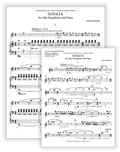 Maslanka D - Sonata for Alto Saxophone [ASx-Pno] - Performing Score v2T + Solo Part (from Score v2T) - Poster